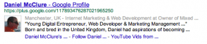 Screen shot 2011 07 03 at 14.09.17 300x65 First Page Google+ Profile Listing Analysis & Optimisation