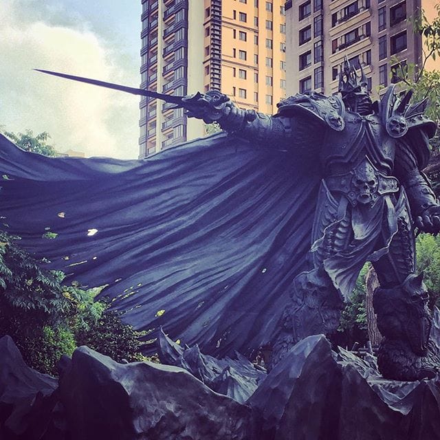 Arthas from Blizzard’s “Warcraft Universe,” in the Calligraphy Greenway, Taichung.