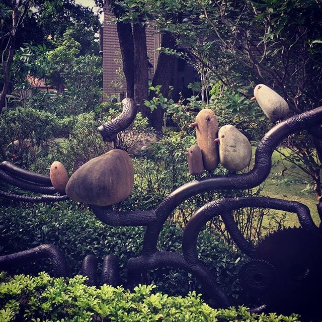 Bird Rock Statues on Fence in Taichung