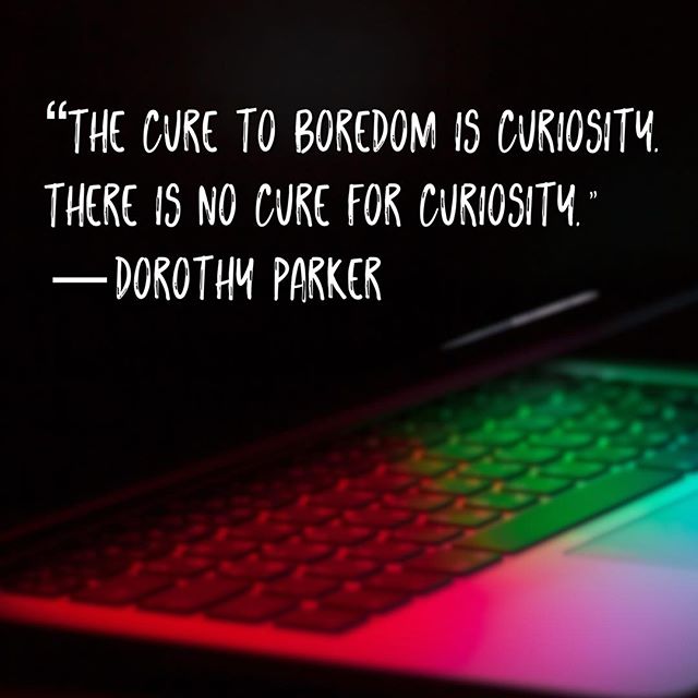 “The cure to boredom is curiosity. There is no cure for curiosity.” —#DorothyParker #Quote