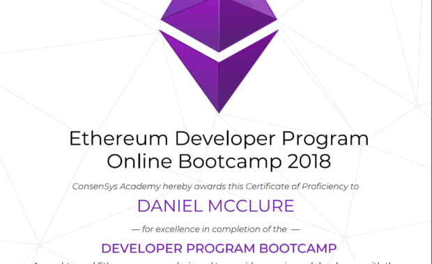 Ethereum Developer Program Certificate