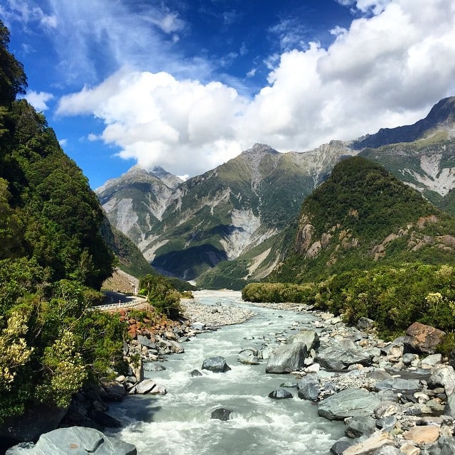 #FoxGlacier Historic Bridge View, #NewZealand #Nature #Mountains #Water