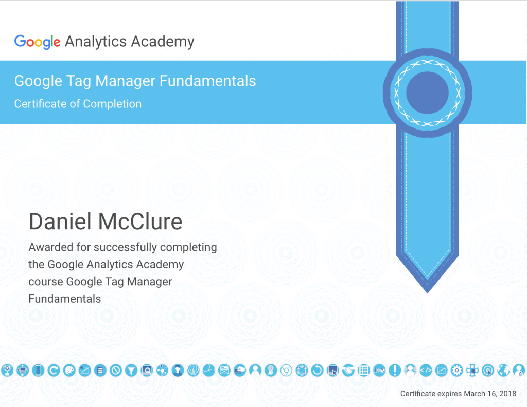 Google Tag Manager Fundamentals Certificate