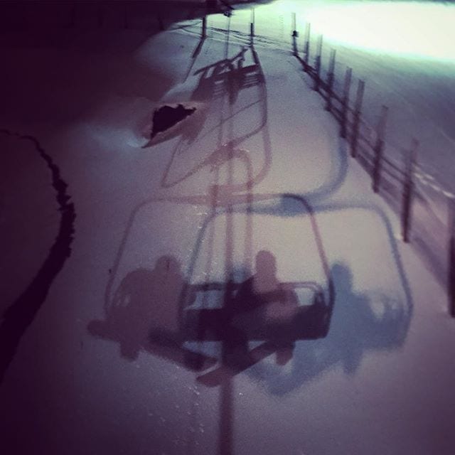 Night time #Snowboarding session at @coronet peak. Clear runs and a few spots of fresh groomed tracks. 
#NightSki #NightSnowboard #Snow #ChairLift #Shadow #Silhouette