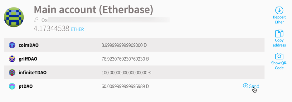 Sending DAO Tokens with the Ethereum Wallet