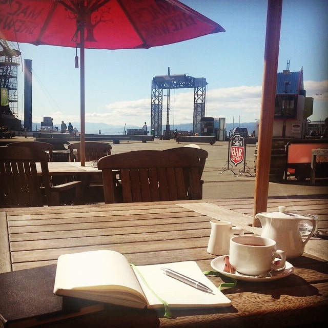 #Thinking time in the #Wellington #Sun. Armed with #EarlGrey and a #Moleskine.