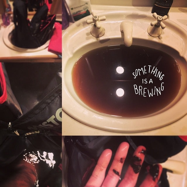 This is what happens when a bag of #coffee splits inside your #backpack. Thirsty anyone?

#Sink #Brew #Fail #Oops #DontTryThisAtHome