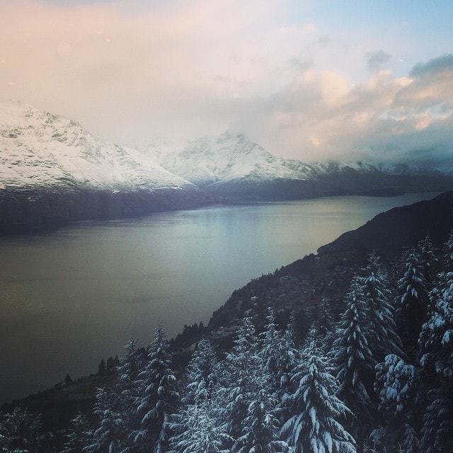 #Winter teaser in #Queenstown. #Snow in the #Mountains beside #LakeWakatipu.